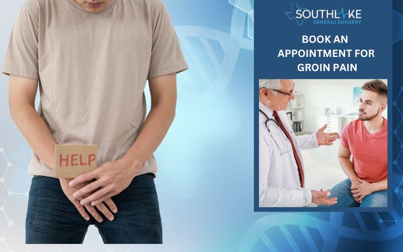 A person seeking medical help for groin pain