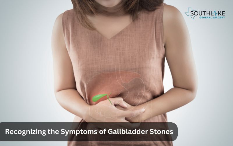 An illustration of a person experiencing gallstones symptoms.