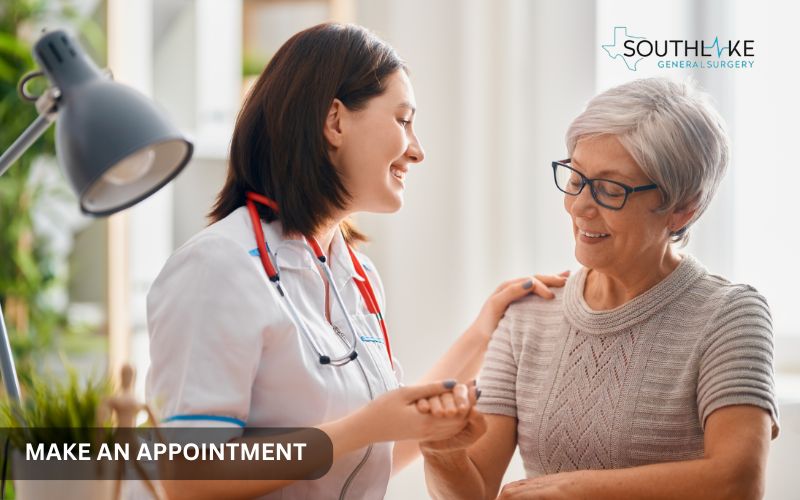 Dr. Valeria Simone offering personalized hernia treatment consultation at Southlake General Surgery.