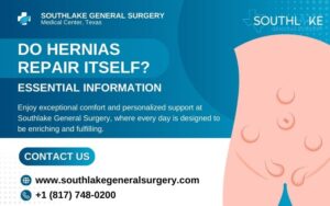 Medical illustration showing different types of hernias—inguinal, femoral, umbilical, and incisional—highlighting affected areas in the abdomen.