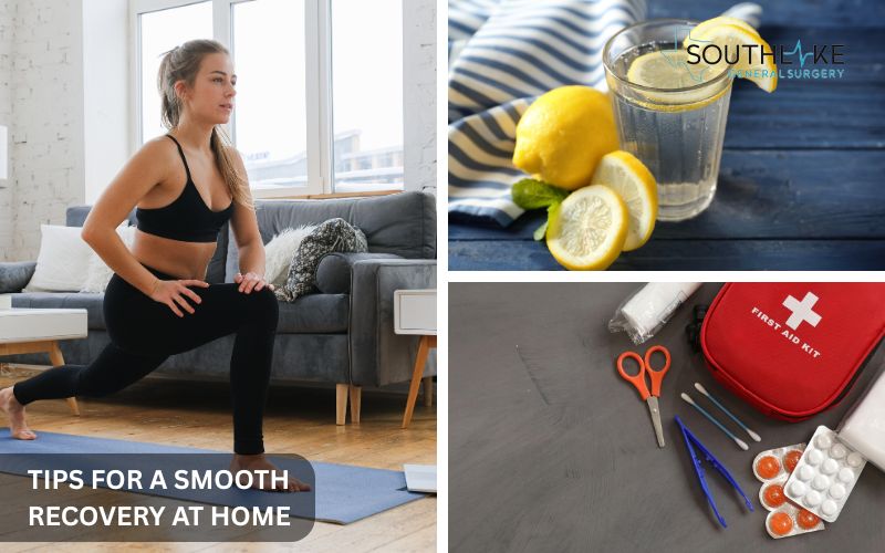 Post-laparoscopic surgery recovery tips including hydration, incision care, and light activities.